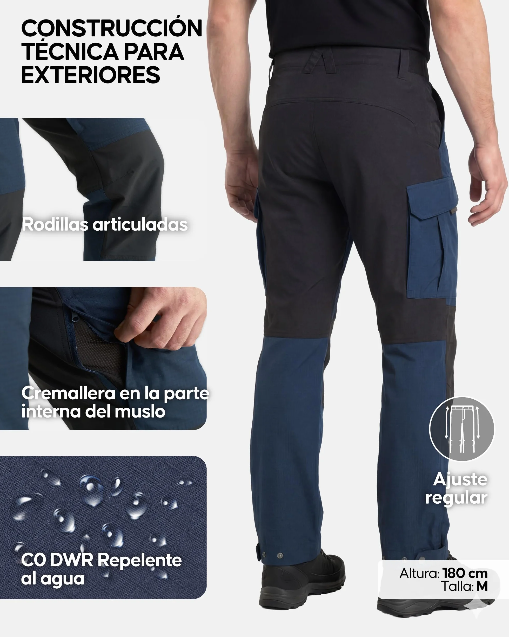 DANISH ENDURANCE Pantalones Trekking Hombre, Impermeables, Ajuste Regular