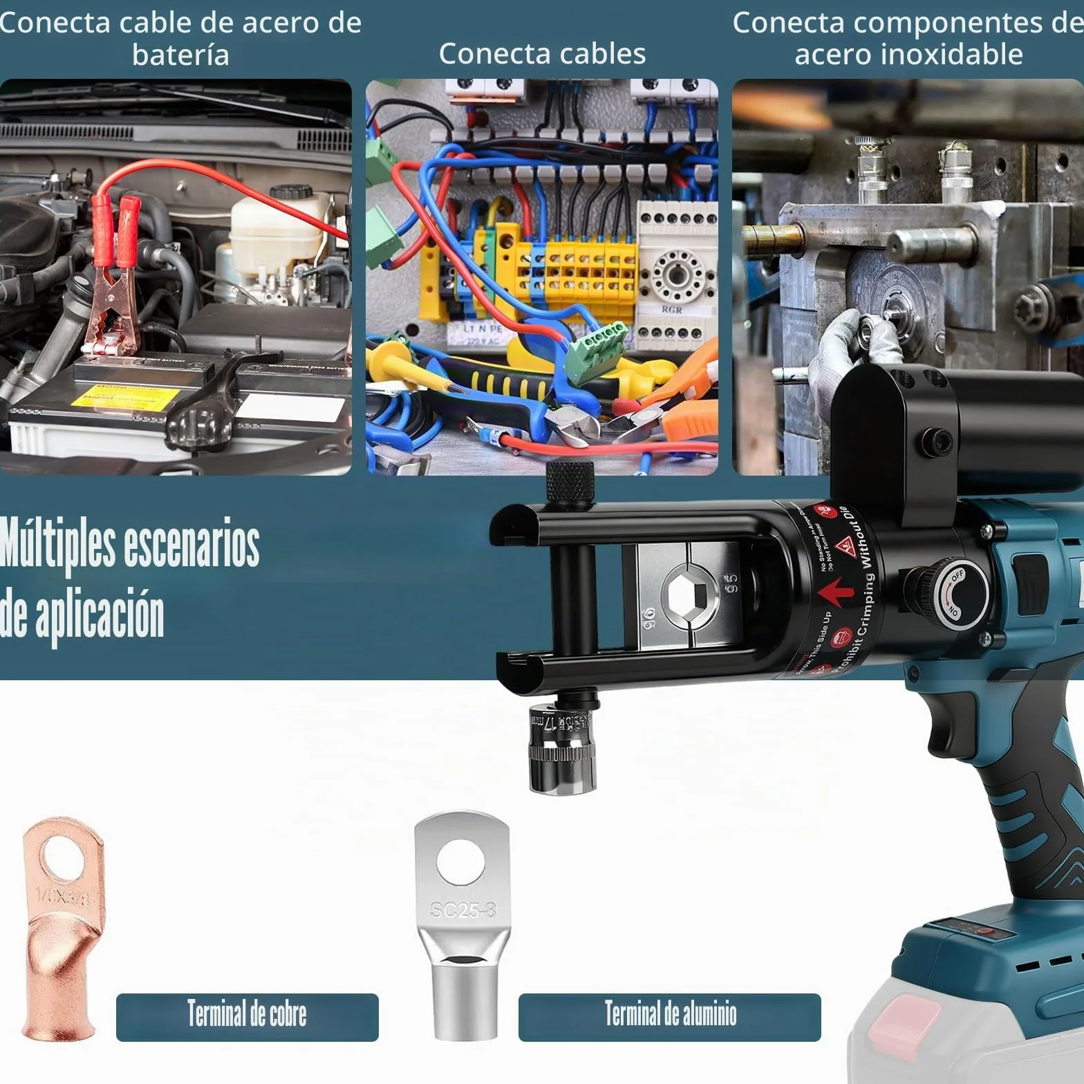 Makita 18V Crimpadora Hidráulica Eléctrica 16-300 mm² Cobre 10-240 mm² Aluminio