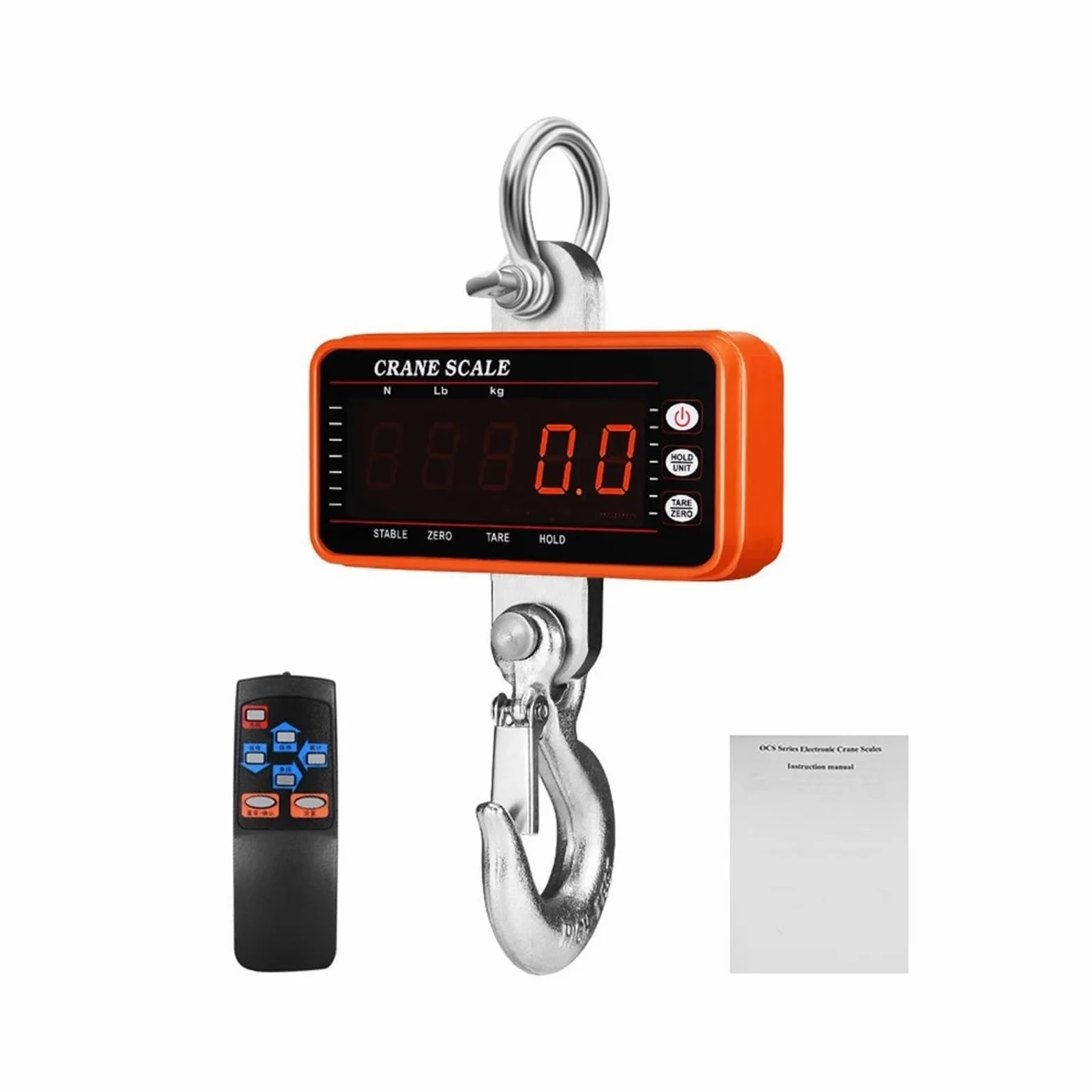 Escala colgante, 1000kg1T Báscula digital industrial colgante para grúa | Incluye pantalla digital legible, diseño portátil y construcción resistente para equipaje, viajes y pesaje portátil.