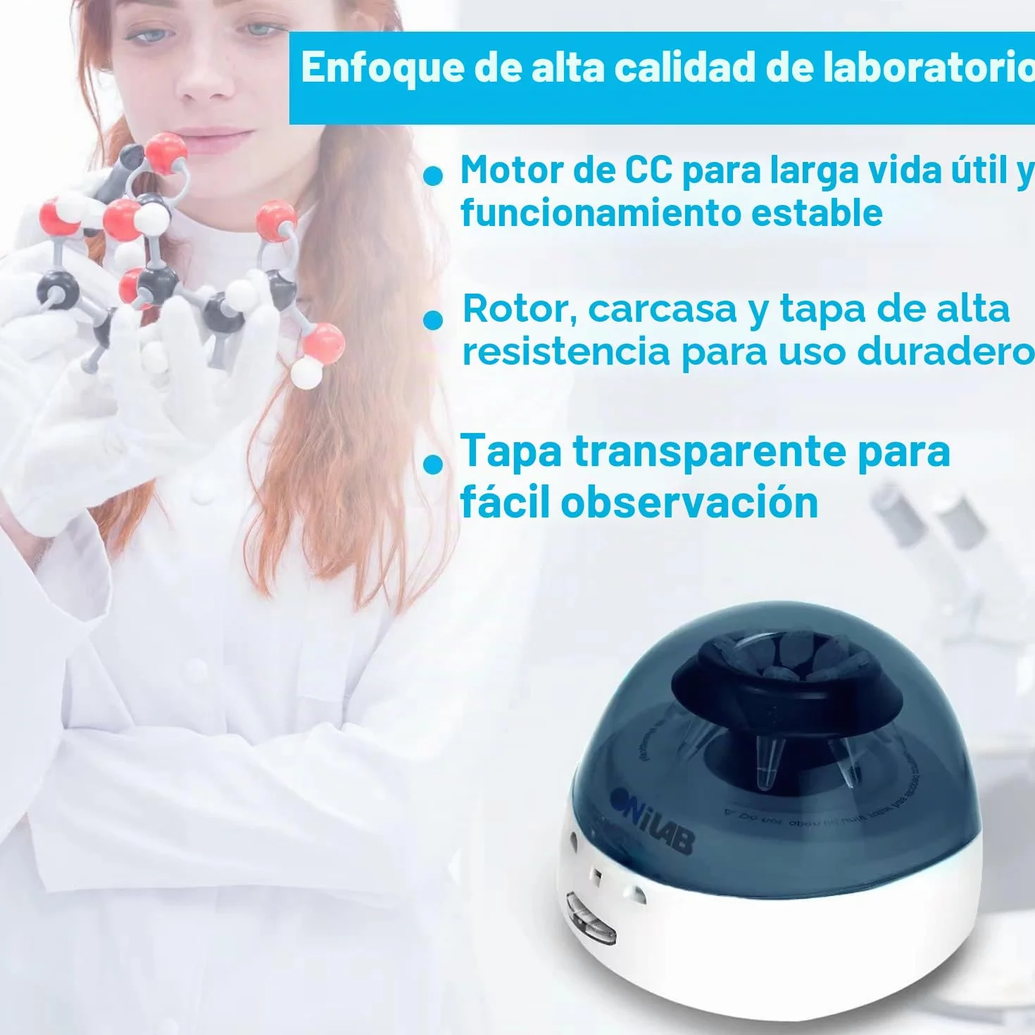 ONiLAB Centrífuga Microcentrífuga de Palma 7000RPM 2 Rotores para 8 x 0.2/0.5/1.5/2.0 ml y 32 PCR Tiras
