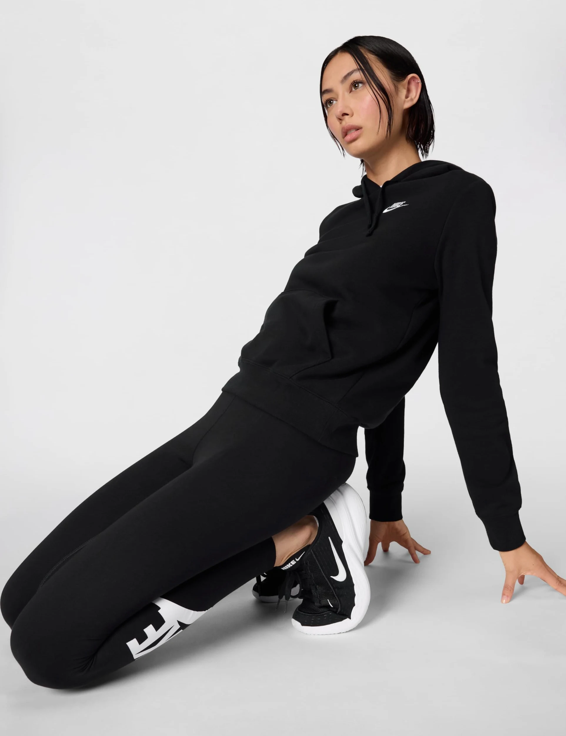 NIKE DQ5793-010 W NSW Club FLC STD PO HDY Sweatshirt Mujer Blanco Negro Tamaño XS