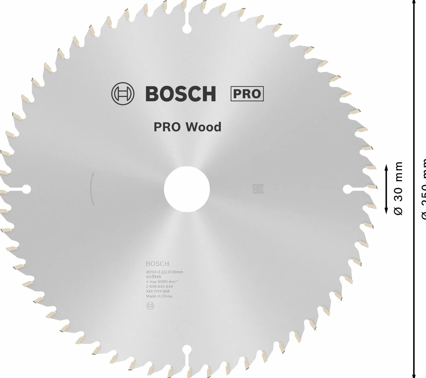 Bosch Hoja de sierra circular Optiline Wood 250 x 30 x 3,2 mm 60 dientes