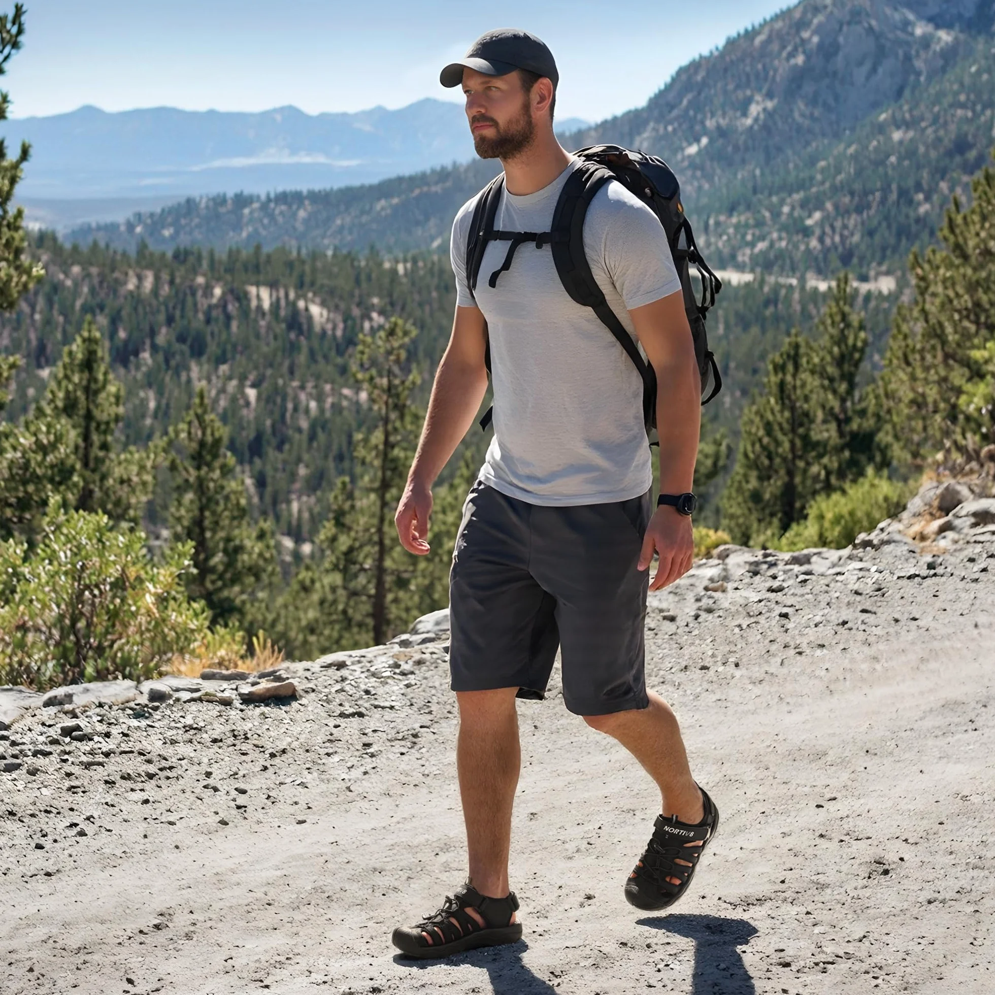 NORTIV 8 Sandalias Deportivas Antideslizantes para Hombre Zapatos Trekking Playa Verano