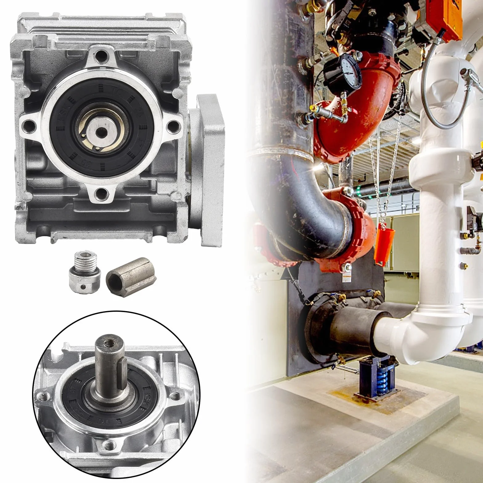 Reductor de engranaje sin fin RV030 para motor paso a paso NEMA 23, eje 14 mm, relación 5:1
