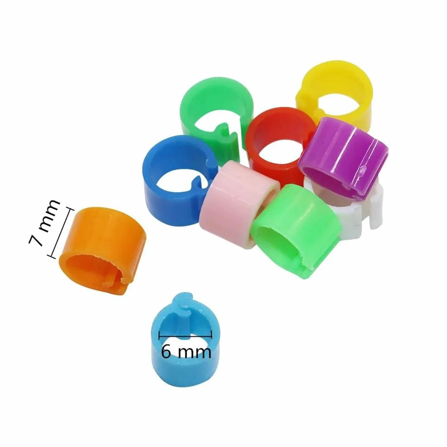 Anillos de plástico para patas de aves 6 mm diámetro interior 7 mm ancho para palomas codornices