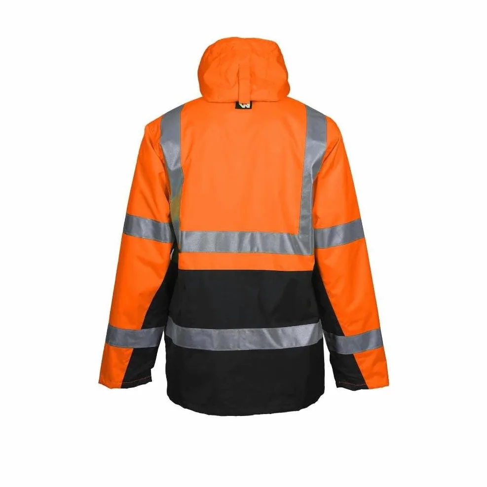 D-Work Parka de alta visibilidad de trabajo Wellington, talla M, naranja neón y resistente