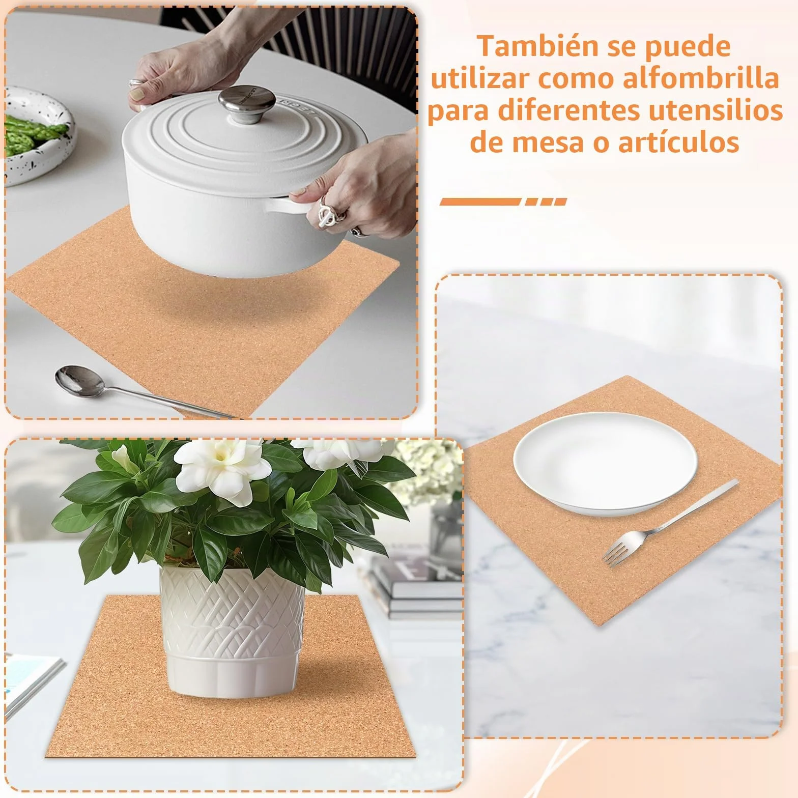 Tablero Corcho sin Adhesivo 30x30 cm, 20 Piezas Autoadhesivo Pared con 60 Chinchetas para Fotos Notas
