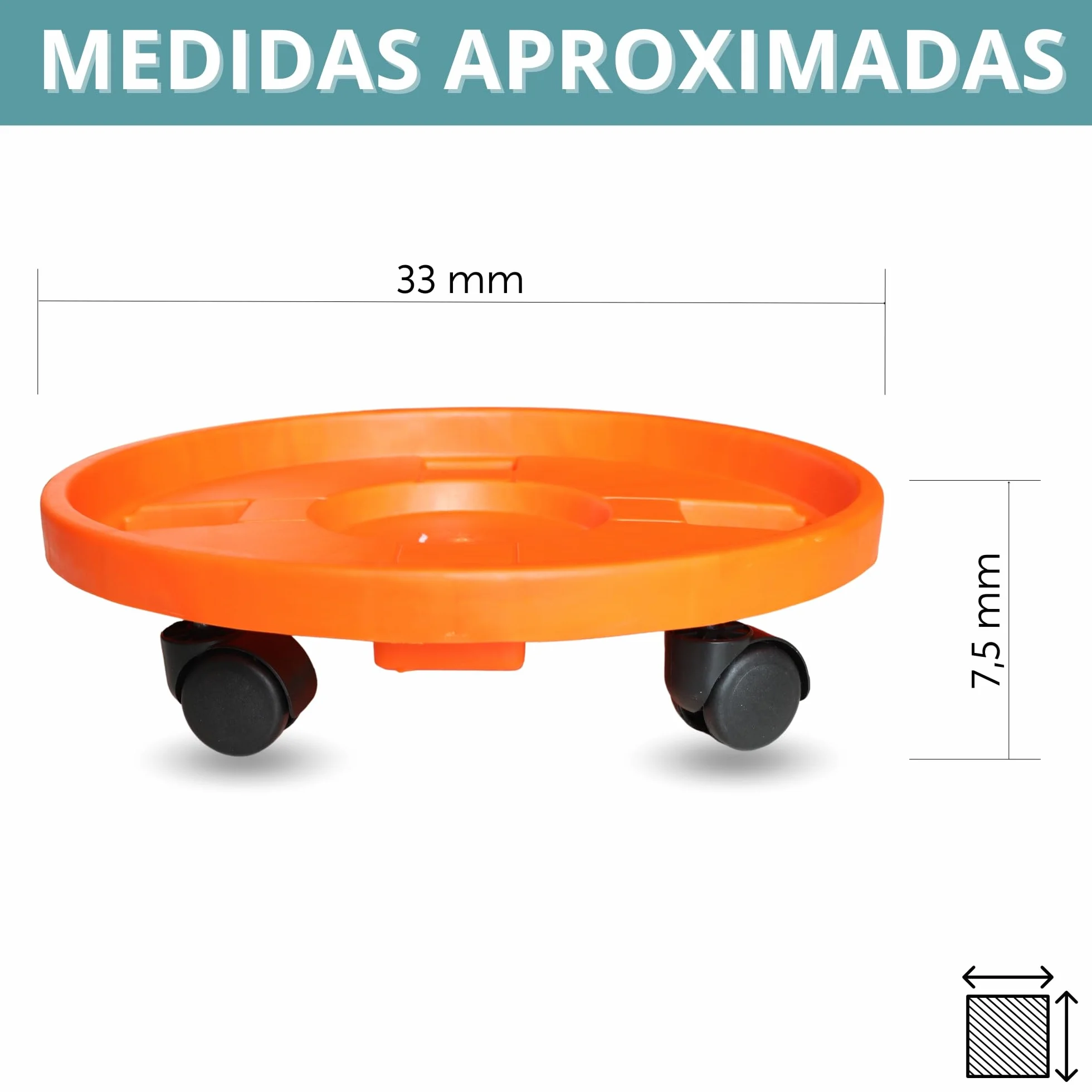 TECHZOCO Soporte para bombona butano Portabombonas Carro Porta bombona Gas Plástico 4 Ruedas 33,5 cm Naranja