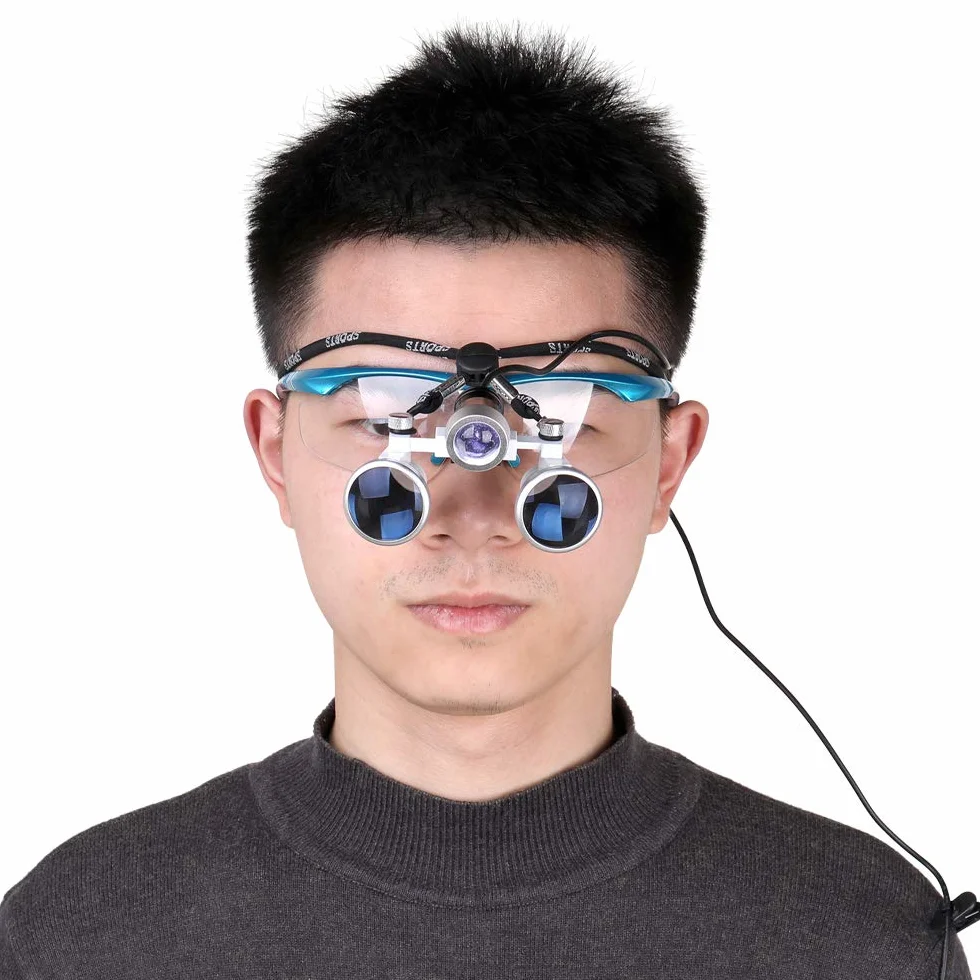 Lupa portátil 3.5X 420mm Quirúrgica Médica Lupas binoculares Auriculares Vidrio óptico LED