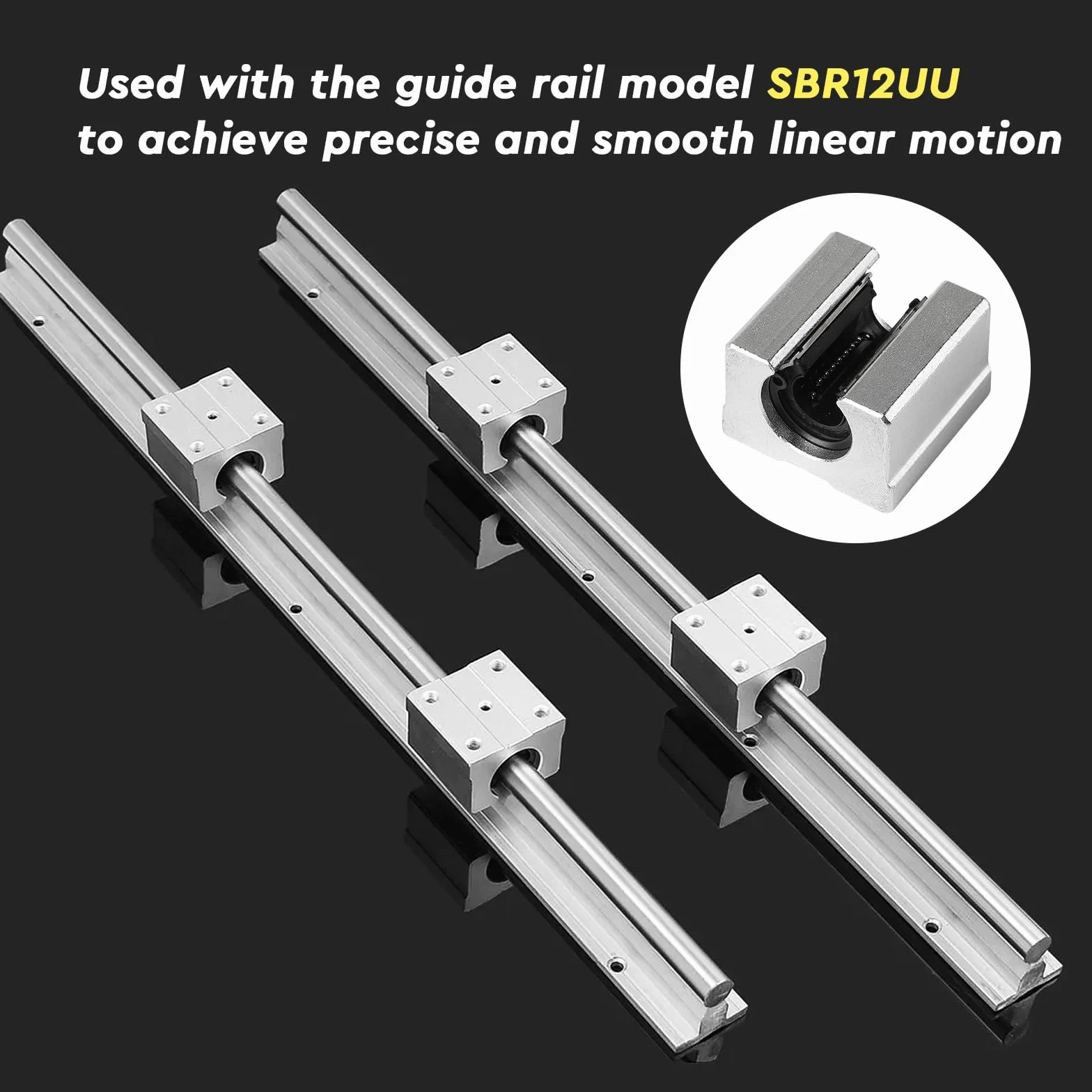 SWAWIS SBR12UU Bloque Deslizante de Rodamiento Lineal, Aleación de Aluminio para CNC