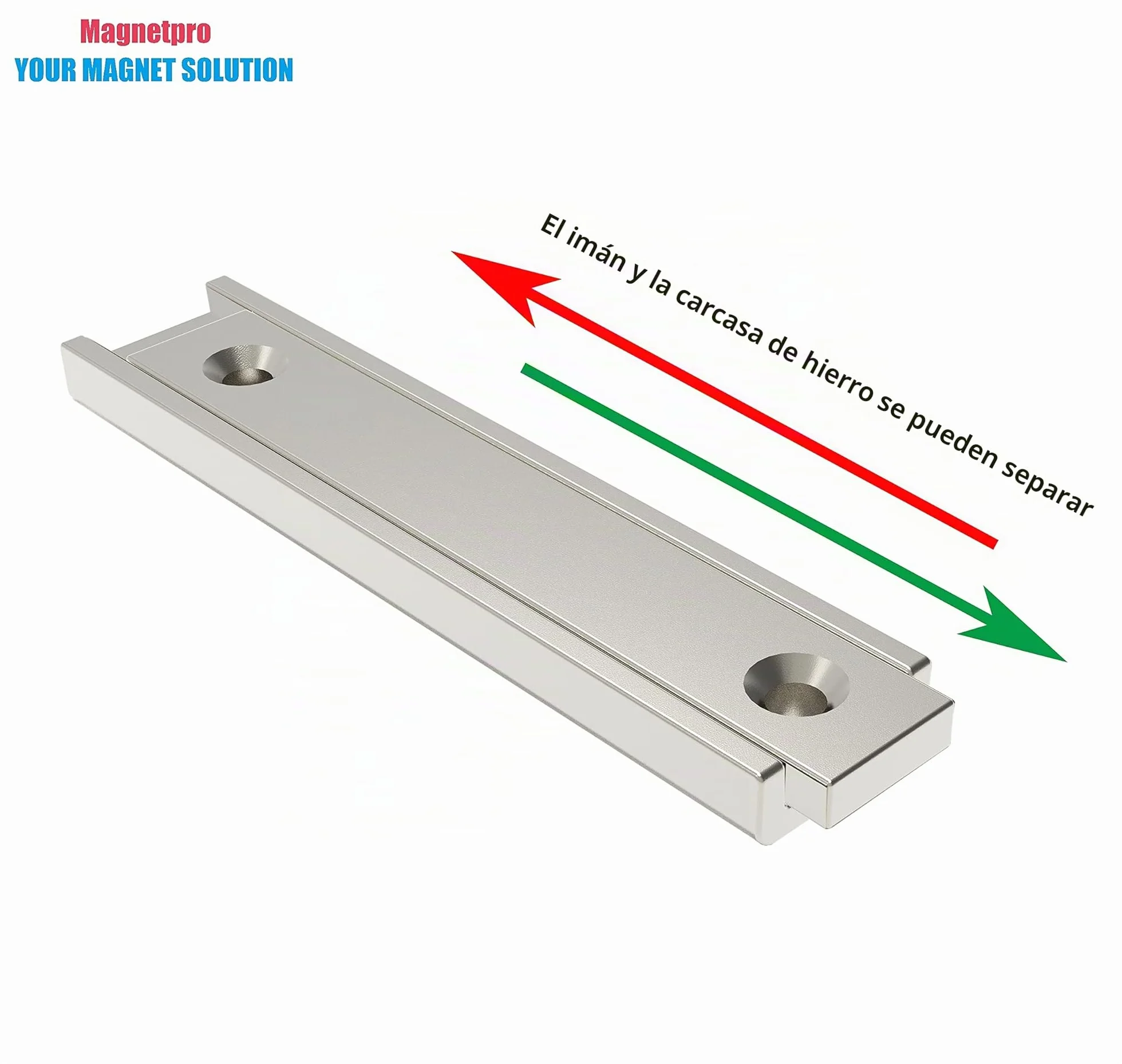Magnetpro 8 piezas imanes rectangulares neodimio 30 kg 60 x 13.5 x 5 mm agujero avellanado con tornillos de fijación