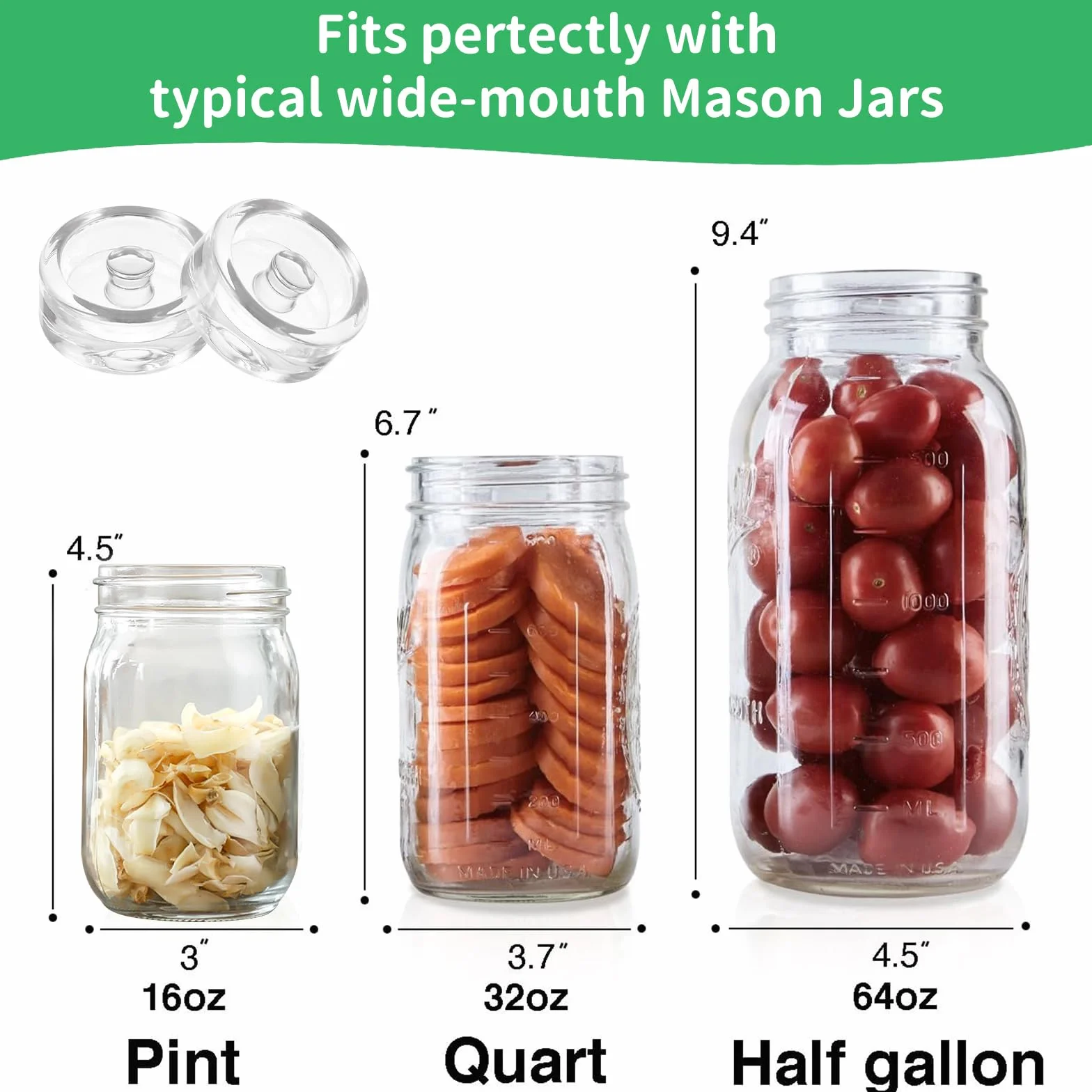 Pesos de Fermentación de Vidrio 7cm, Juego de 4 Piezas con Mangos Ranurados para Chucrut, Kimchi, Encurtidos