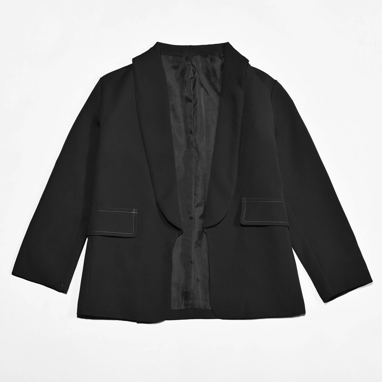 para niñas, Chaqueta de Traje Formal con Cuello Tipo Chal de Manga Larga, Bolsillo Interior Frontal Abierto para niños Gatillos Topes
