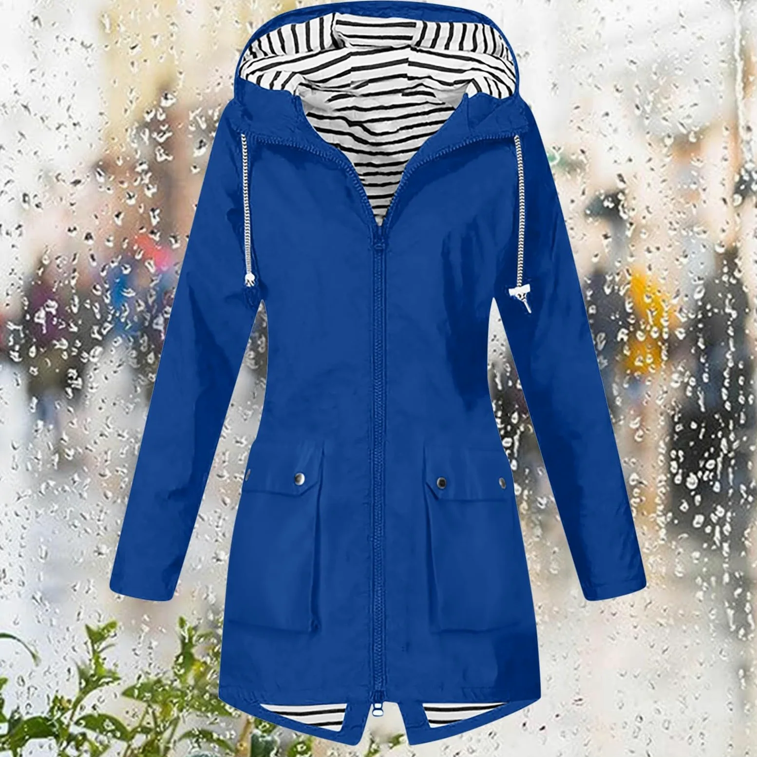 Generisch Chubasquero ligero para mujer con cremallera para mujer, Hardshell, exterior, con capucha, chaqueta de senderismo, 1 parka funcional