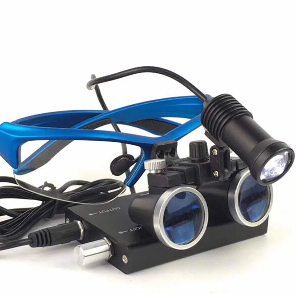 Surgery Dental Binocular Loupes 3.5X Magnifier with Light Head Lamp for Close Work
