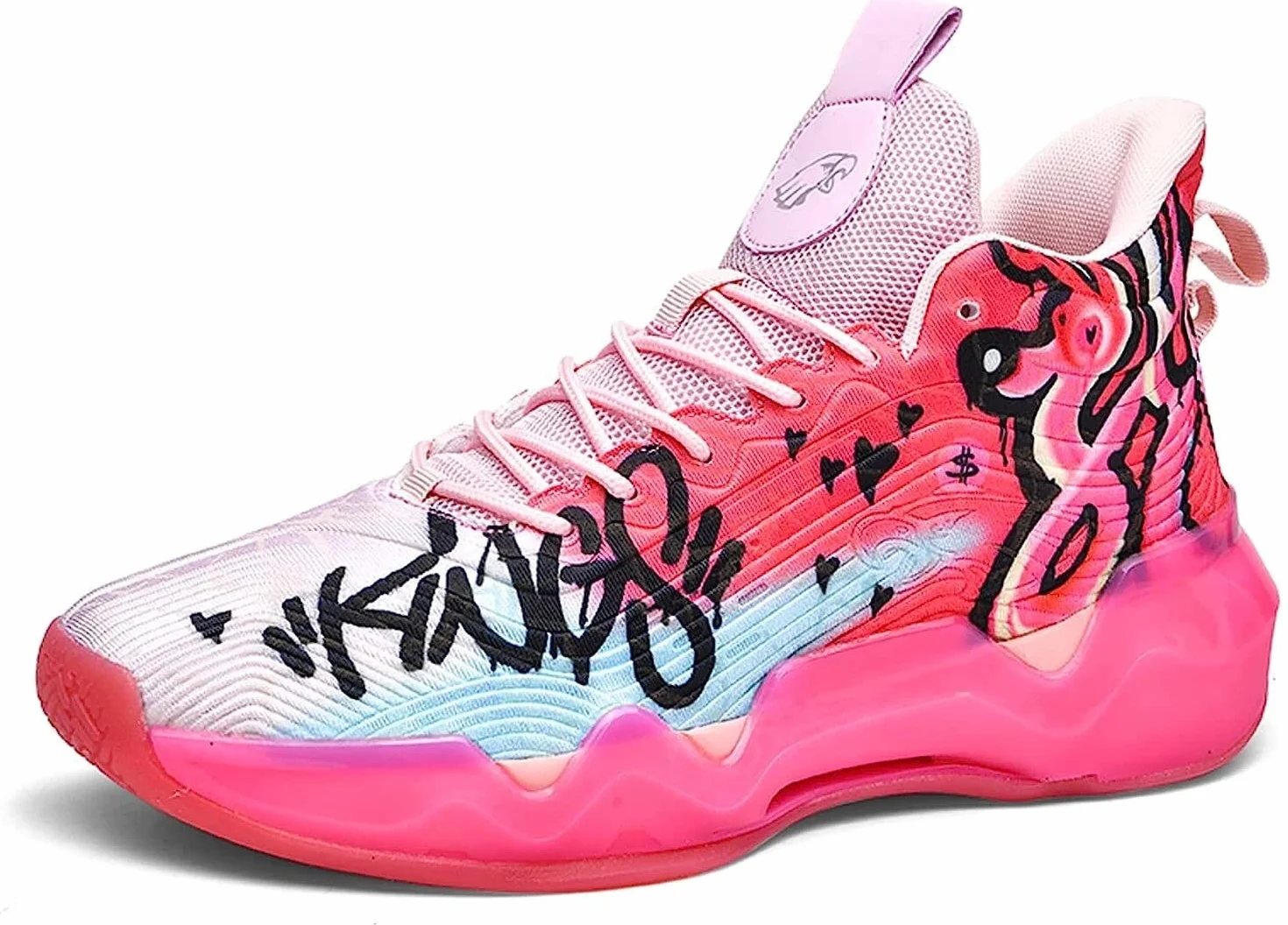 Bolognifi Zapatos de Baloncesto Fluorescentes Ligeros para Hombres Mujeres Rosa