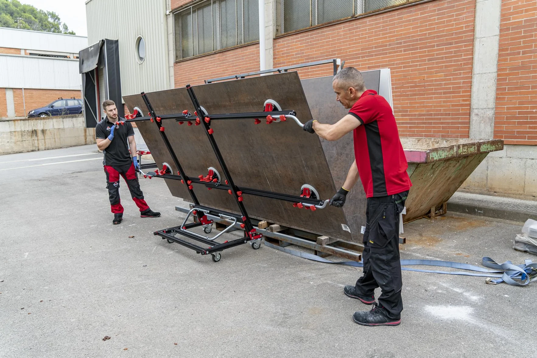 RUBI Transportador Bastidor Retráctil para Manipulación de Lámina Cerámica
