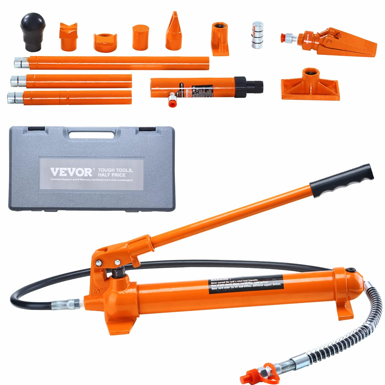VEVOR Kit de Cilindro Hidráulico 12 T Gato Portátil con Manguera 1,4 m