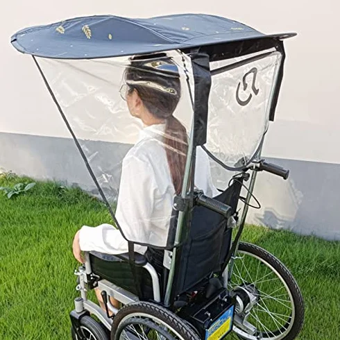 XYNSNDB Toldo para sombrilla para Silla de Ruedas: Paraguas eléctrico con protección UV y Cubierta para la Lluvia, Abrazadera Compatible con la mayoría de Las sillas de Ruedas