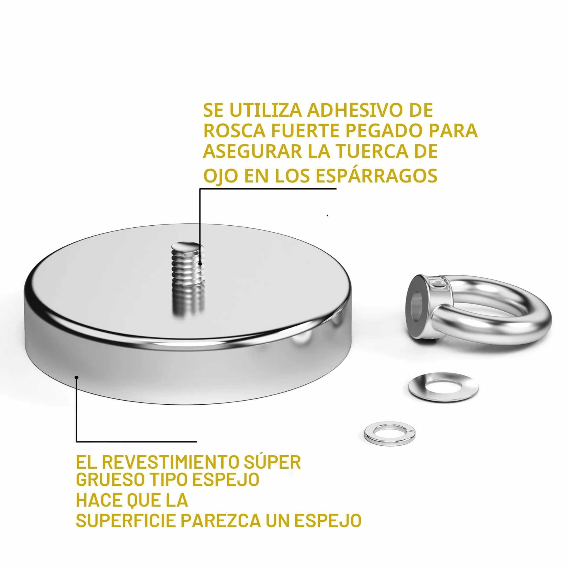 Imán de neodimio Magnetpro fuerte 420 kg 90 mm para pesca magnética industria ciencia