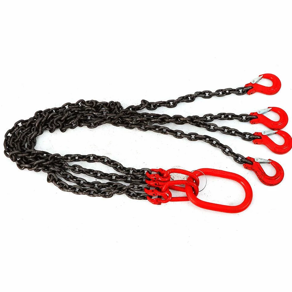 Cadena colgante de 1,5 m, 4 hebras, 5 T, gancho de cabeza de horquilla, colgador de grúa