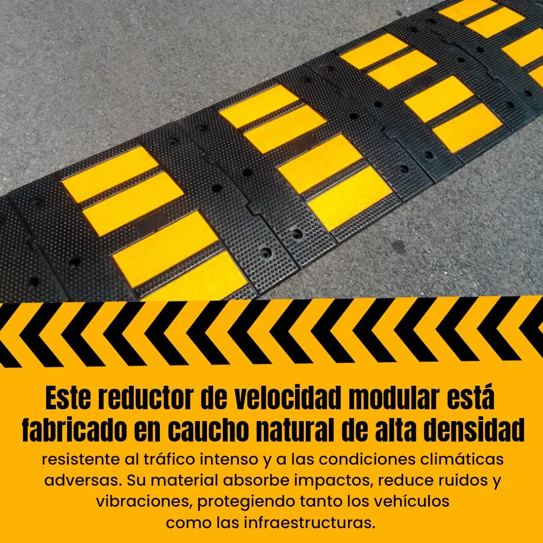 Pack de 2 Reductores de Velocidad de Caucho 5×60×50 cm Antideslizantes para Aparcamientos