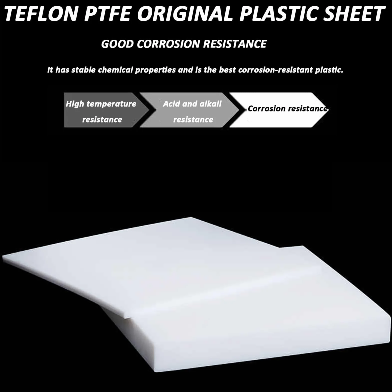 Lámina de Teflón PTFE Virgen 500 mm x 500 mm Espesor 1 mm-30 mm para Industria Química