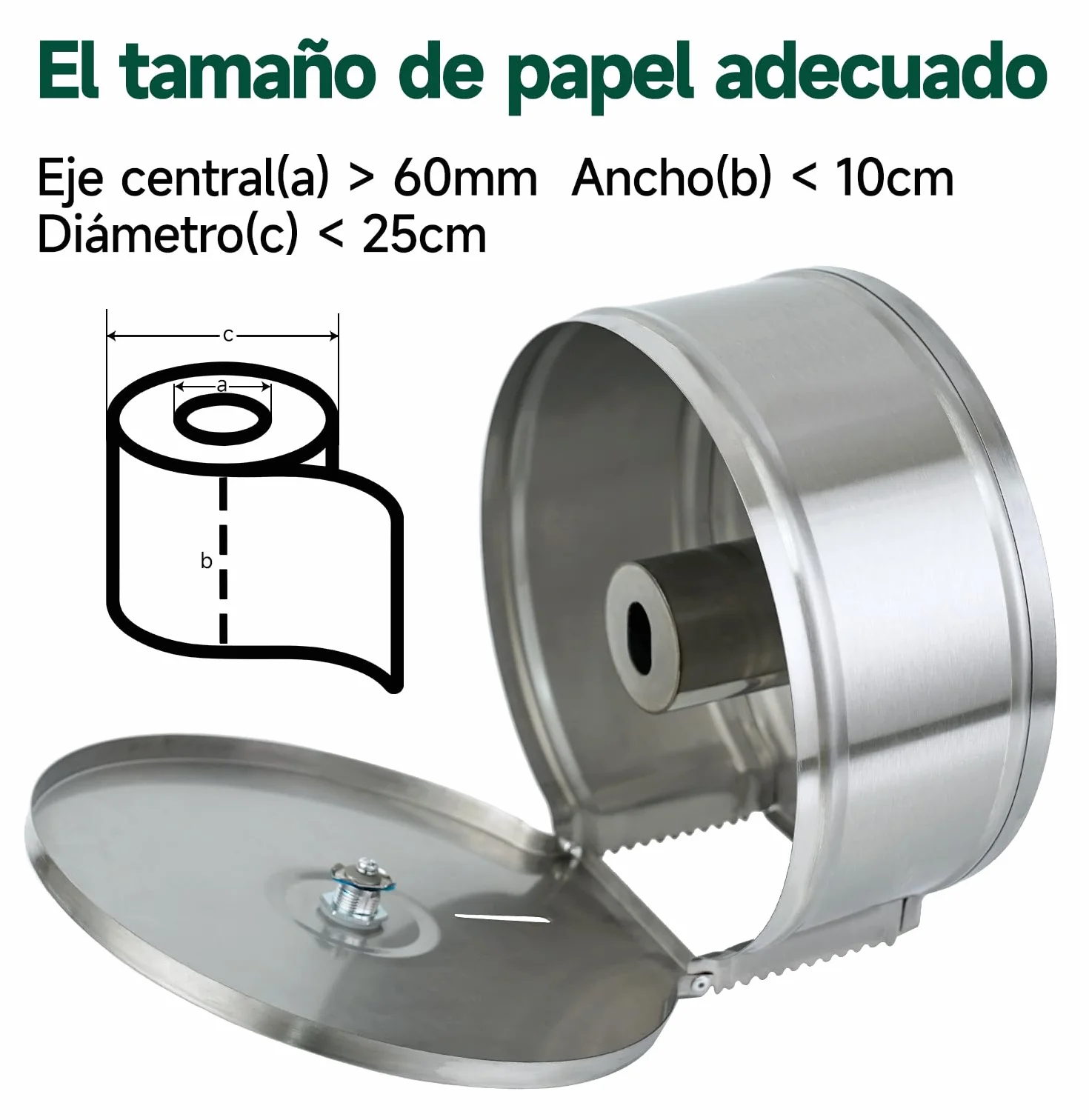 Dispensador de Toallas de Papel Acero Inoxidable Montaje en Pared anydry 5182
