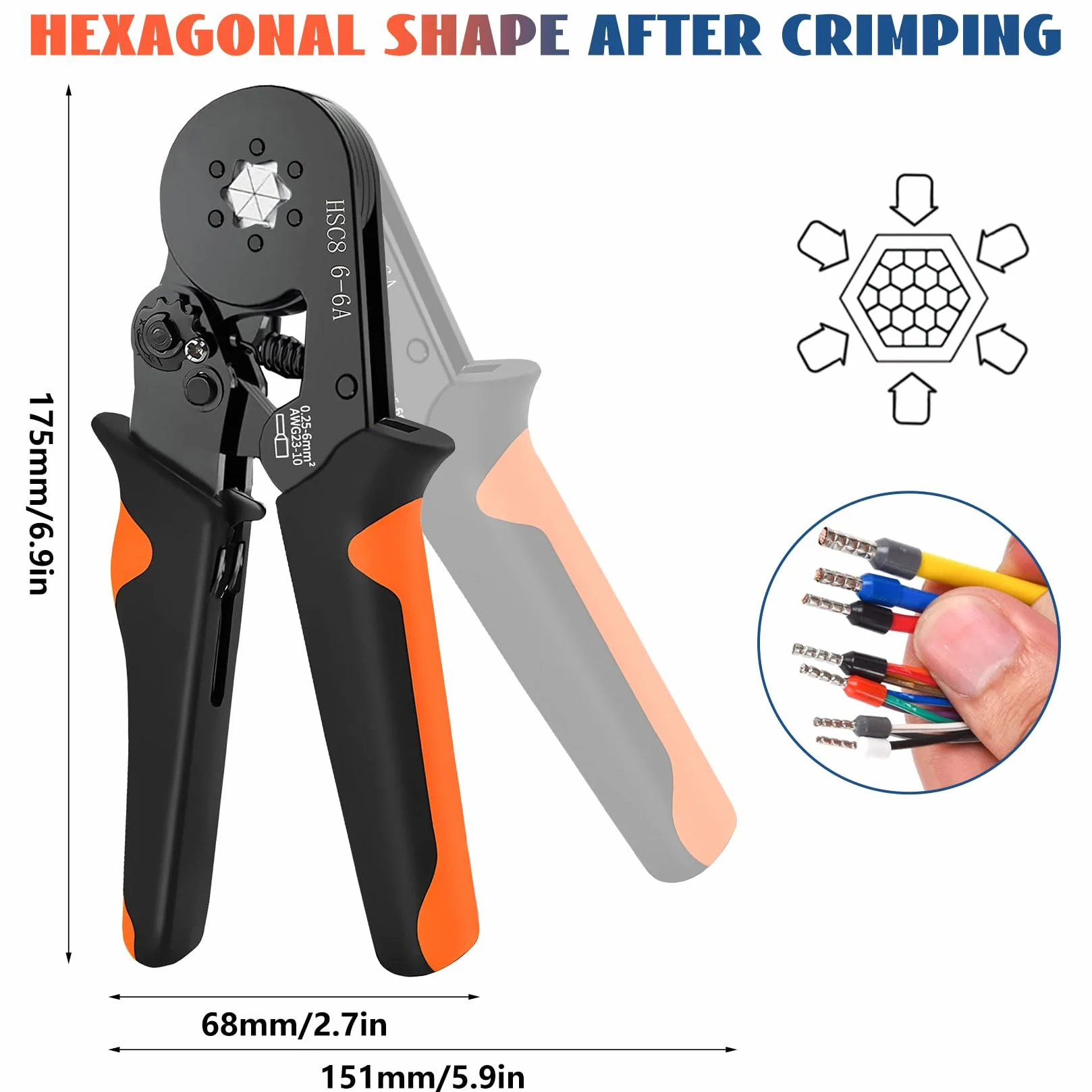 Idota Crimpadora 0.25-6mm² Terminales Electricos Hexagonales Punteras