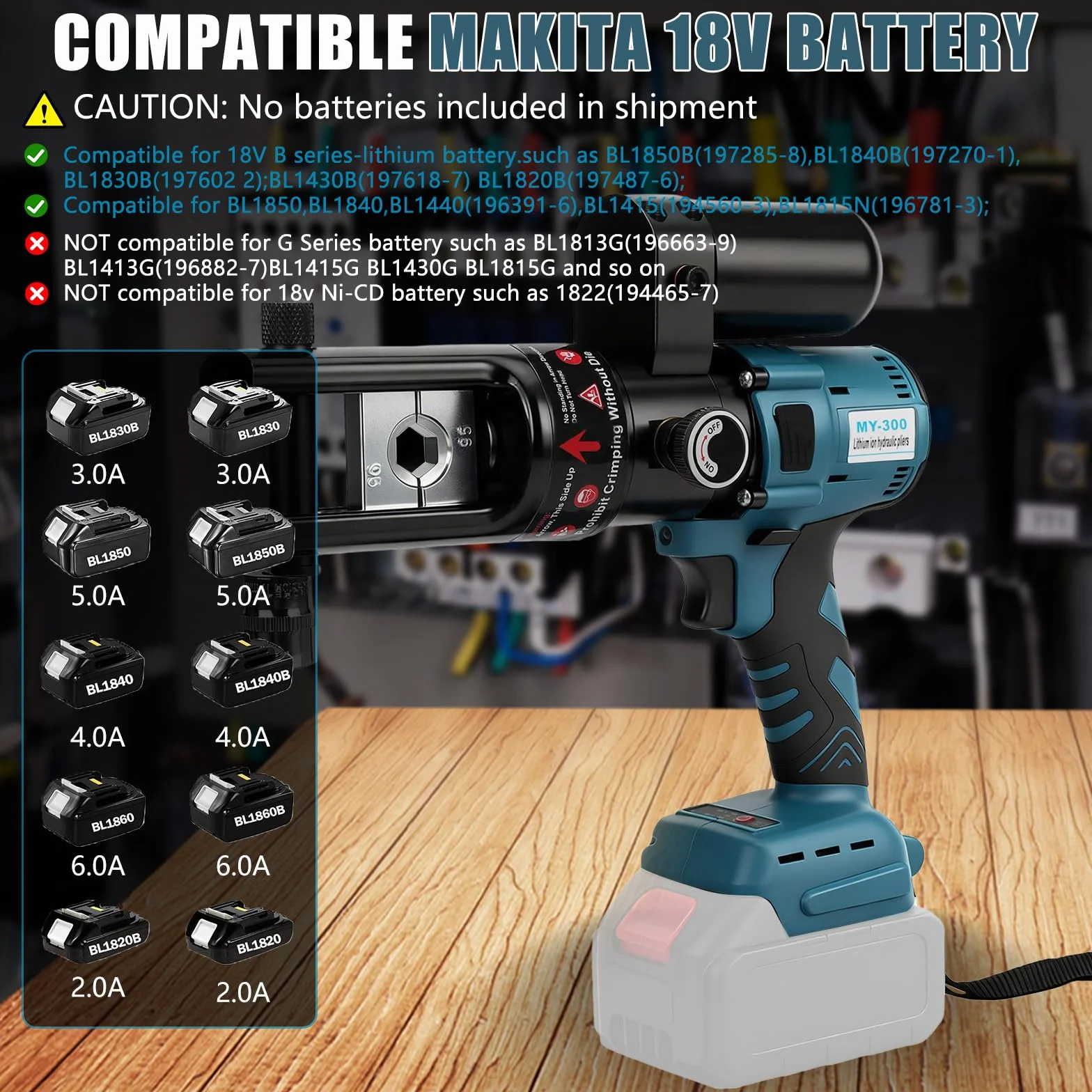 Makita 18V Crimpadora Hidráulica Eléctrica 16-300 mm² Cobre 10-240 mm² Aluminio
