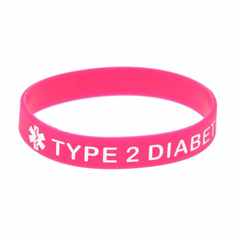 Pulseras de silicona para diabetes tipo 2, paquete de 5