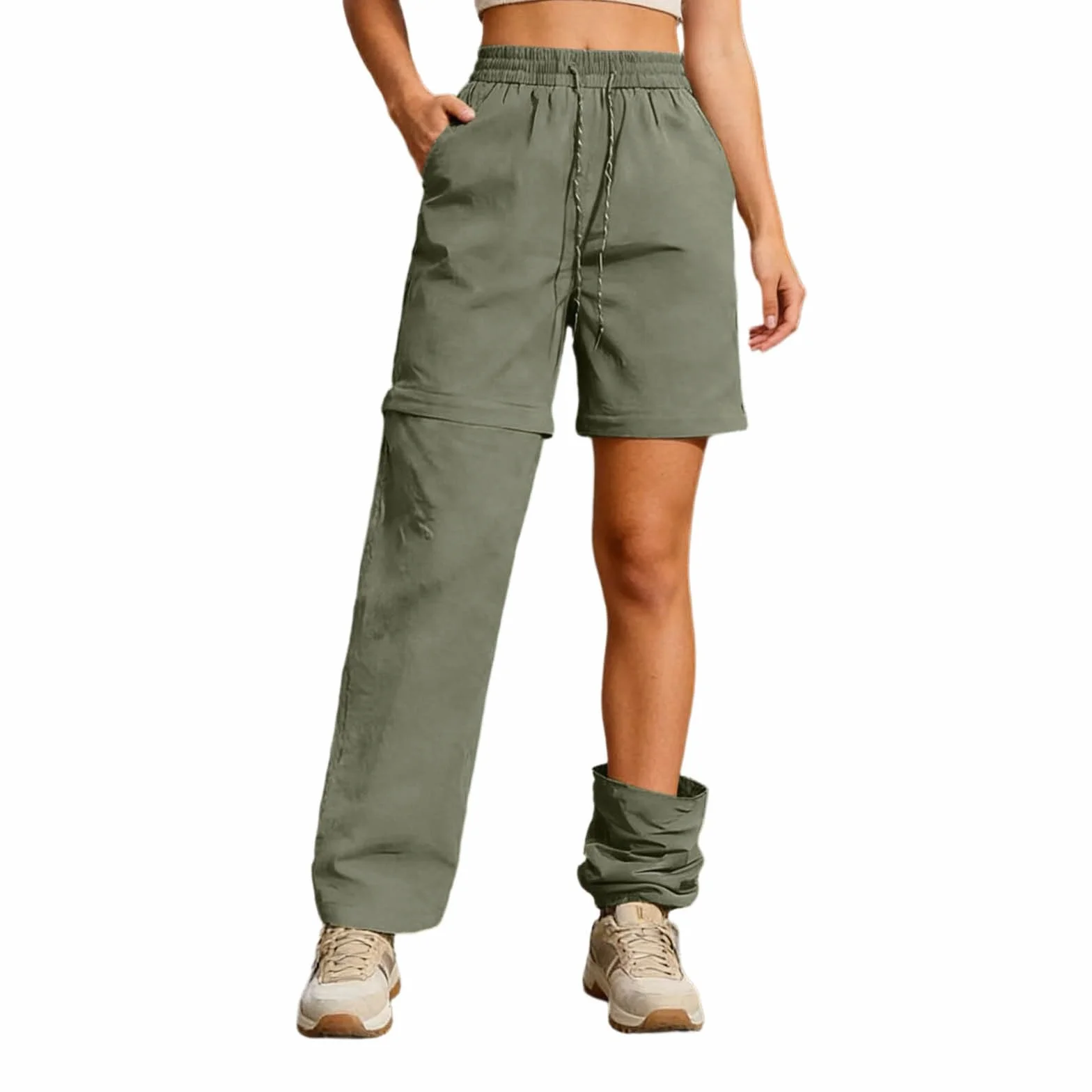 Pantalón de Senderismo Mujer Convertible, Ligero Transpirable Secado Rápido Pantalón Safari Exterior Verano Pantalón de Trabajo Técnico para Trekking