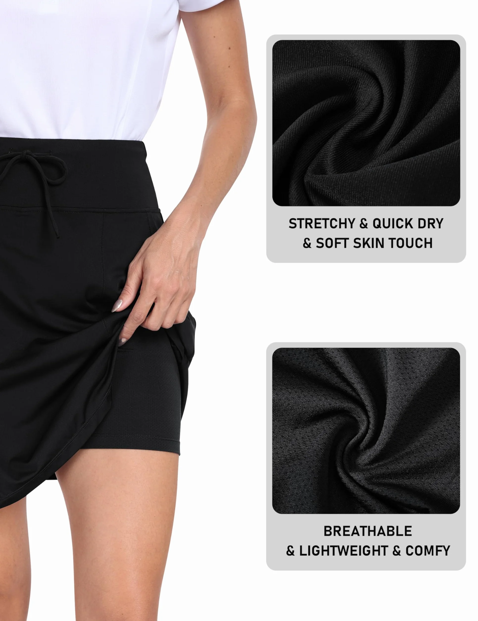 MoFiz Falda de Tenis para Mujer Falda de Golf con pantalón Interiores,hasta la Rodilla,Cintura Alta,para Tenis,Golf Deportes de Verano