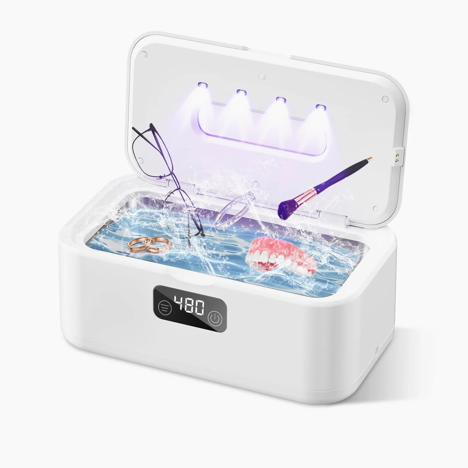 Limpiador Ultrasonidos, 49 kHz UV Limpiador por Ultrasonidos Profesional | 800 ml, 5 Funciones de Temporizador, Pantalla Digital, para Joyas, Gafas, Relojes, Dentaduras y Anillos