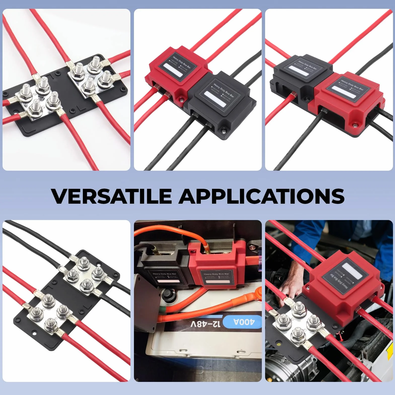 Busbar Distribuidor de Corriente 12V 24V 48V 400A Bloque de Conexión de Batería de Alta Corriente