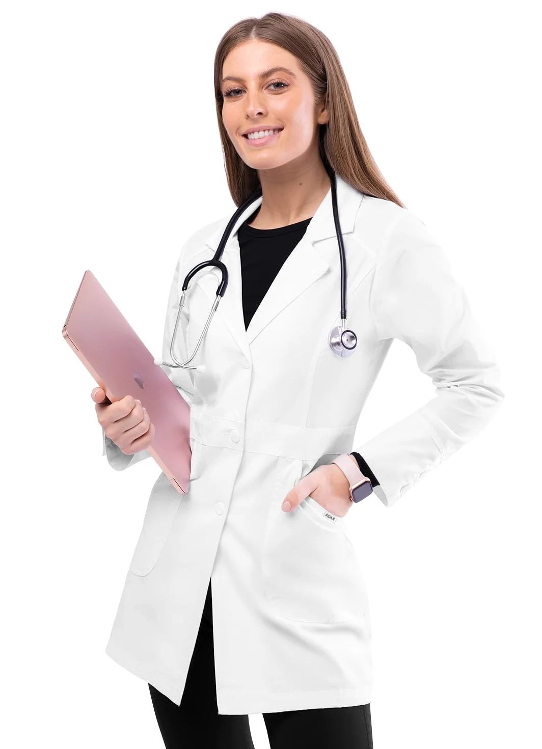 Adar Bata de laboratorio para mujer - Bata de laboratorio Perfection de 81 cm - 811 - White - XL