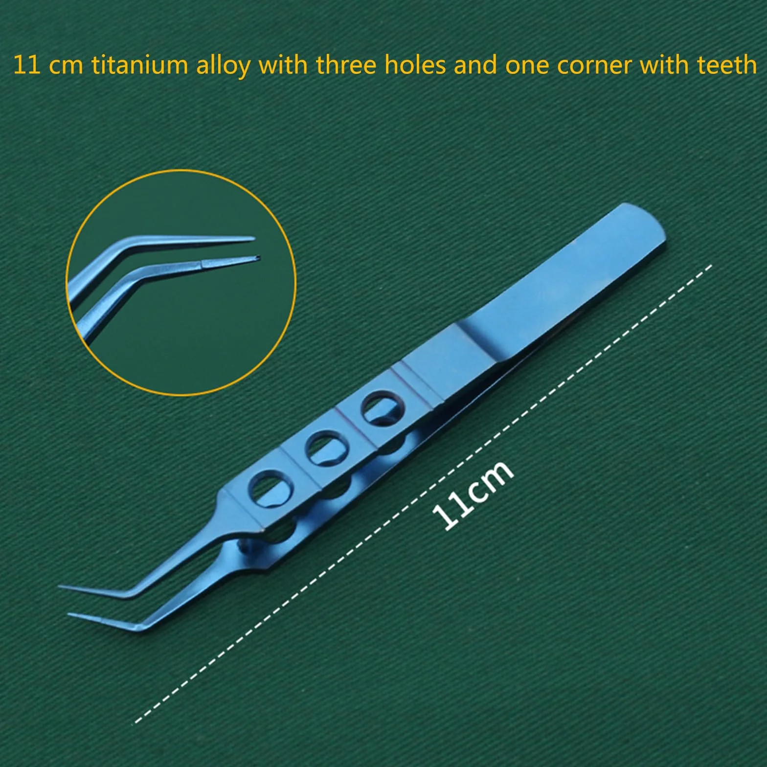 Pinzas para párpados de acero inoxidable 11 cm plataforma de gancho sin dientes quirúrgicas