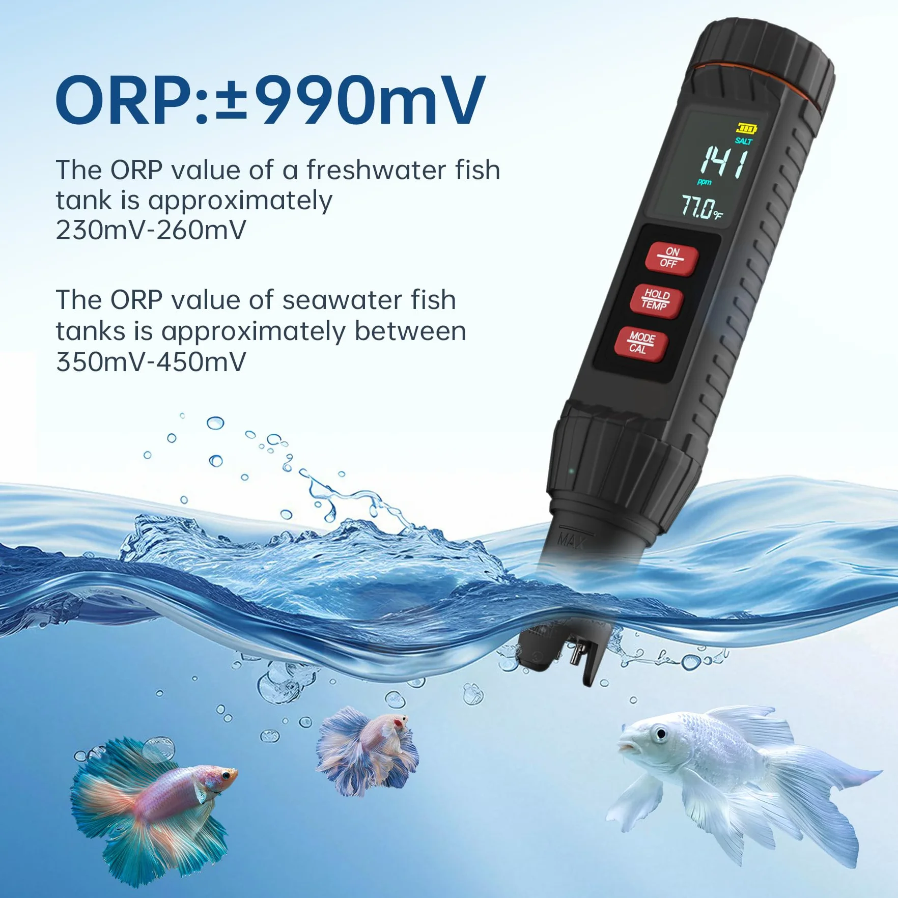 Forever Speed Medidor de pH Agua 7 en 1 pH Meter pH/TDS/EC/ORP/SALT/S.G./TEMP Alta Precisión para Piscina Acuario