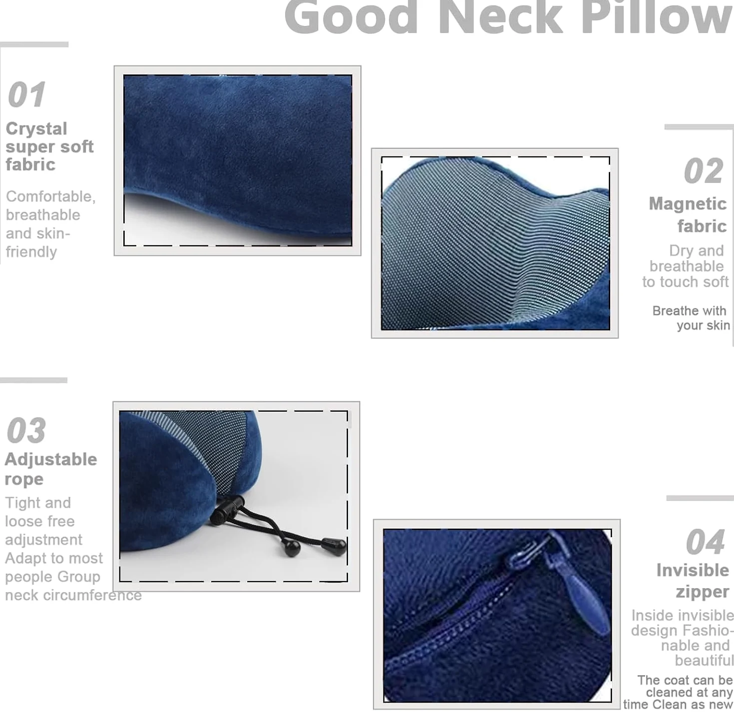 Almohada de Viaje Cojin de Viaje Almohada De Viaje De Espuma Viscoelástica, Almohada De Viaje De Algodón Para El Cuello Con Bolsa De Almacenamiento Para Aviones Almohada Viaje Almohada Cuello(Blue)