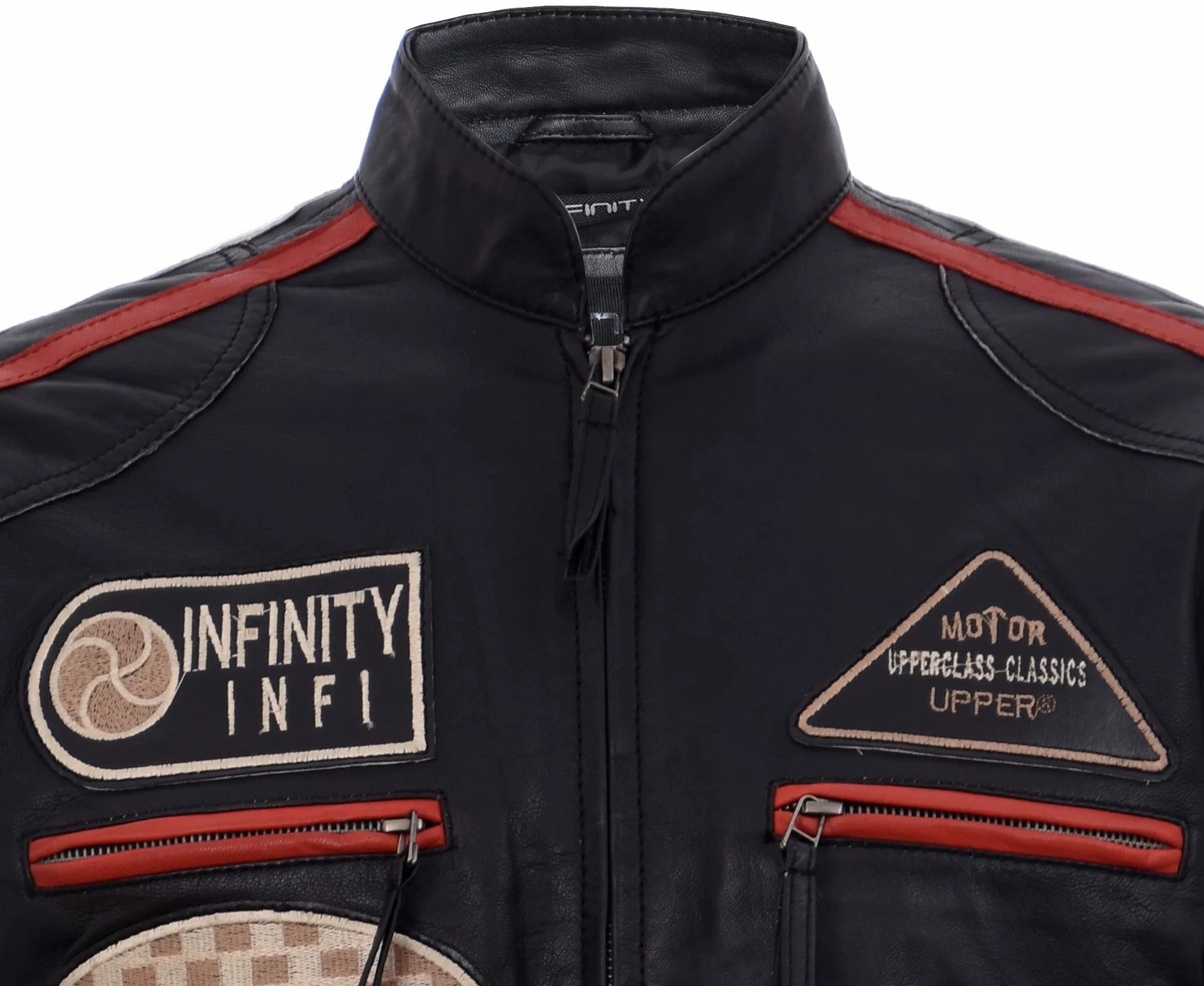 Infinity Leather Chaqueta Motera de Hombre Real Racing de Piel Napa