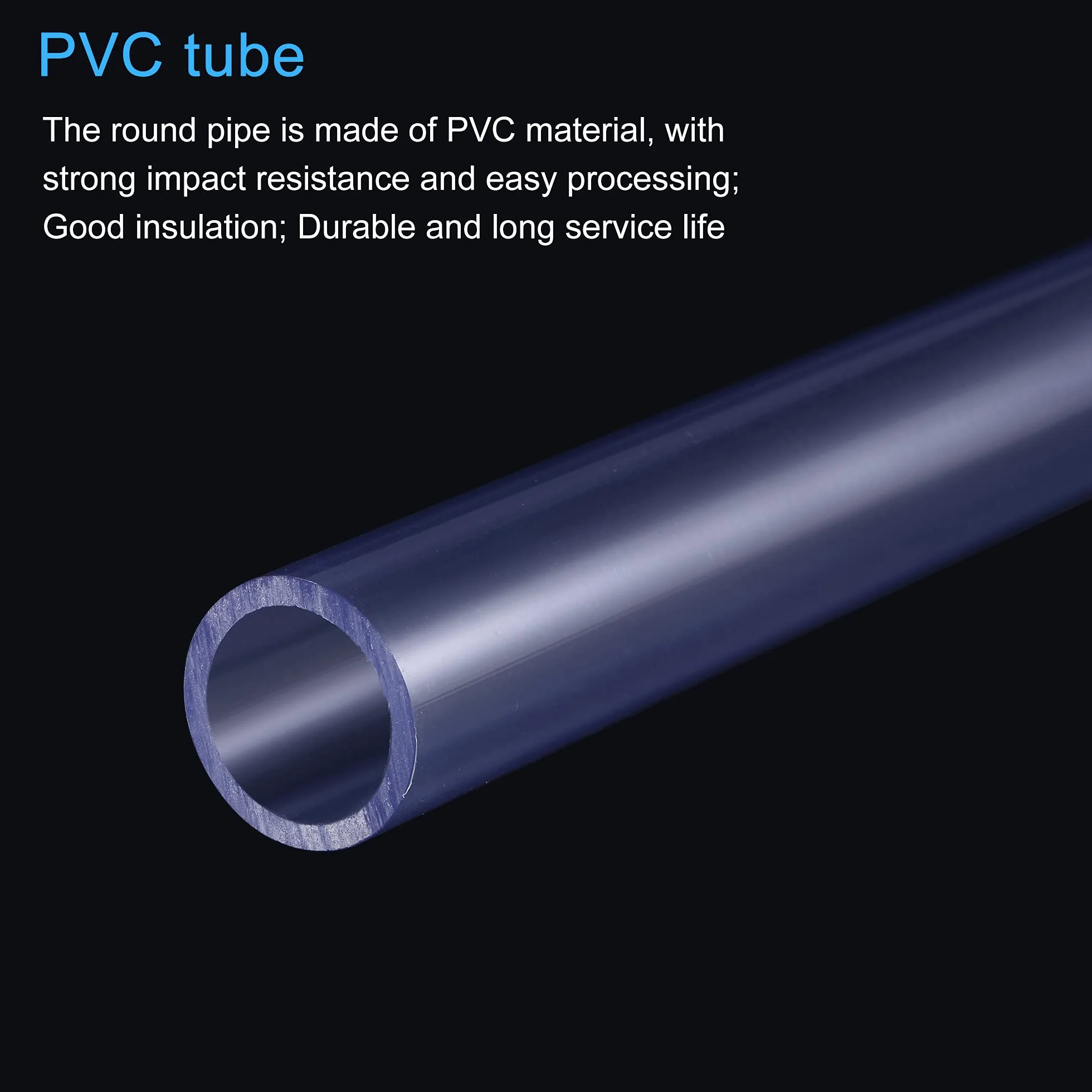 Tubería PVC Rígido Redondo 20mm ID 25mm OD 0,2m Transparente Azul Alta Transparencia
