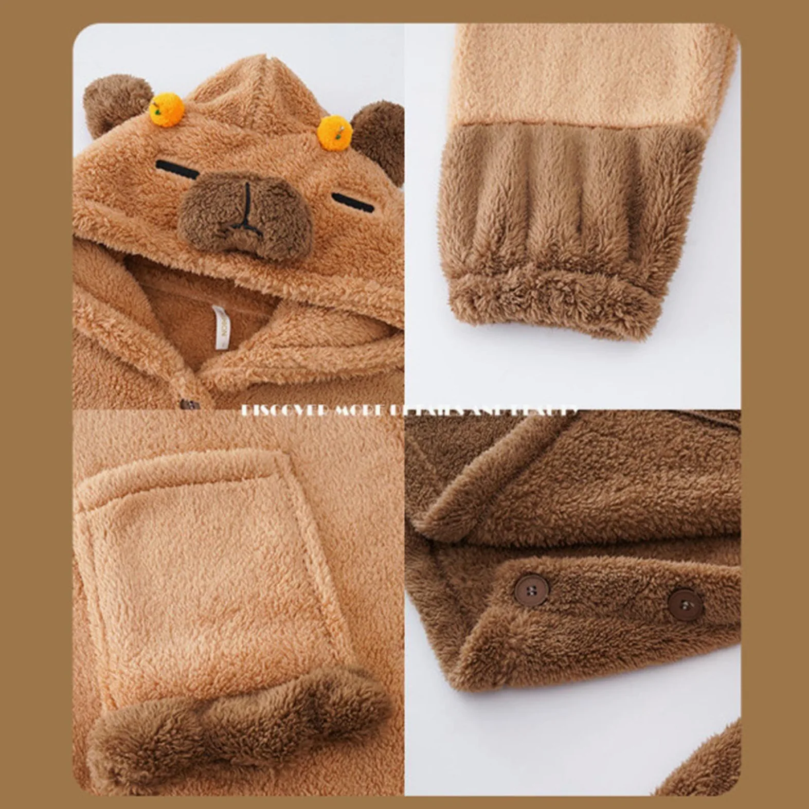 JINGLING Pijama Capybara Onesie,Capybara Onesie | Pijamas de una pieza Capybara Onesie Traje Capybara adulto portátil - Pijamas animales Pijamas Capybara ropa de dormir, ropa de dormir