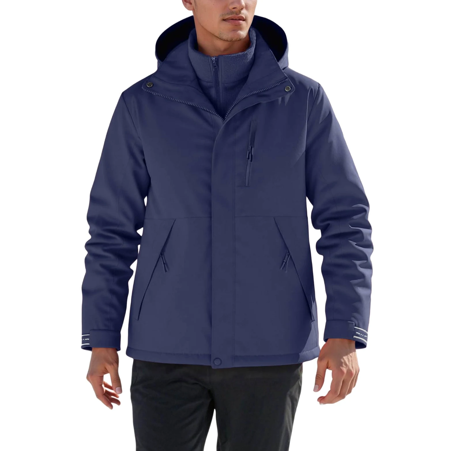 Generisch 2026 Chubasquero Chaqueta térmica para hombre, abrigo desmontable con forro polar para exteriores, para senderismo, camping, ropa casual