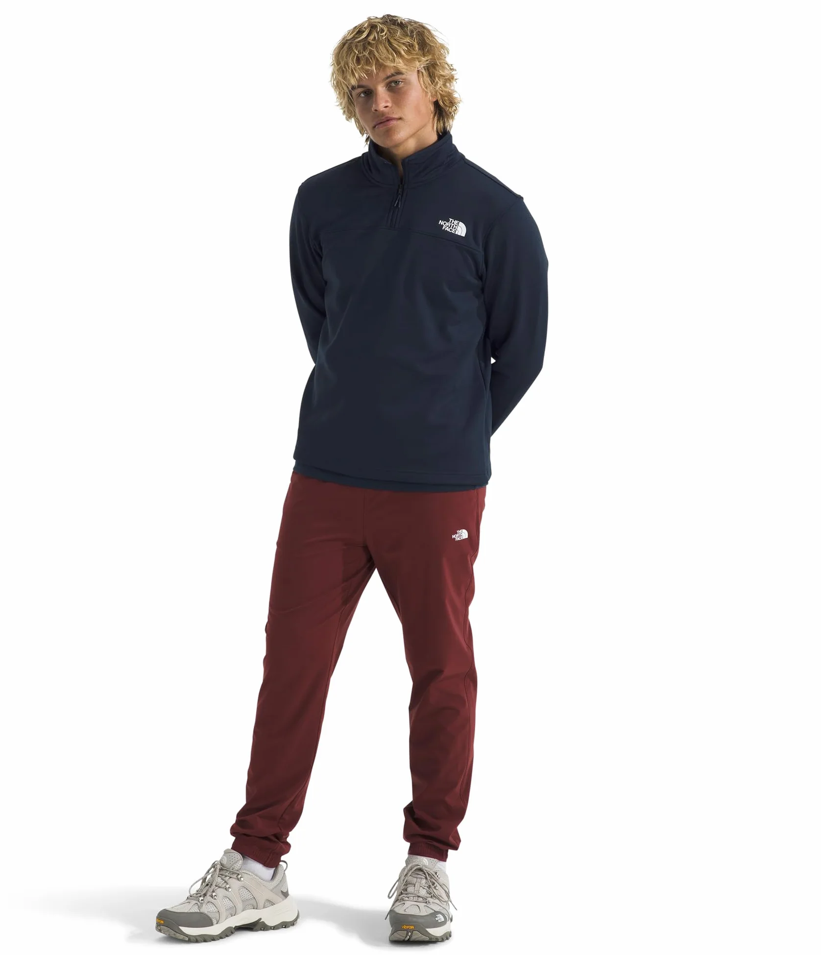The North Face - Chaqueta de Forro Polar Cedar Trail Grid 1/4 Zip para Hombre - Ligera y Transpirable con Elasticidad - Materiales Reciclados