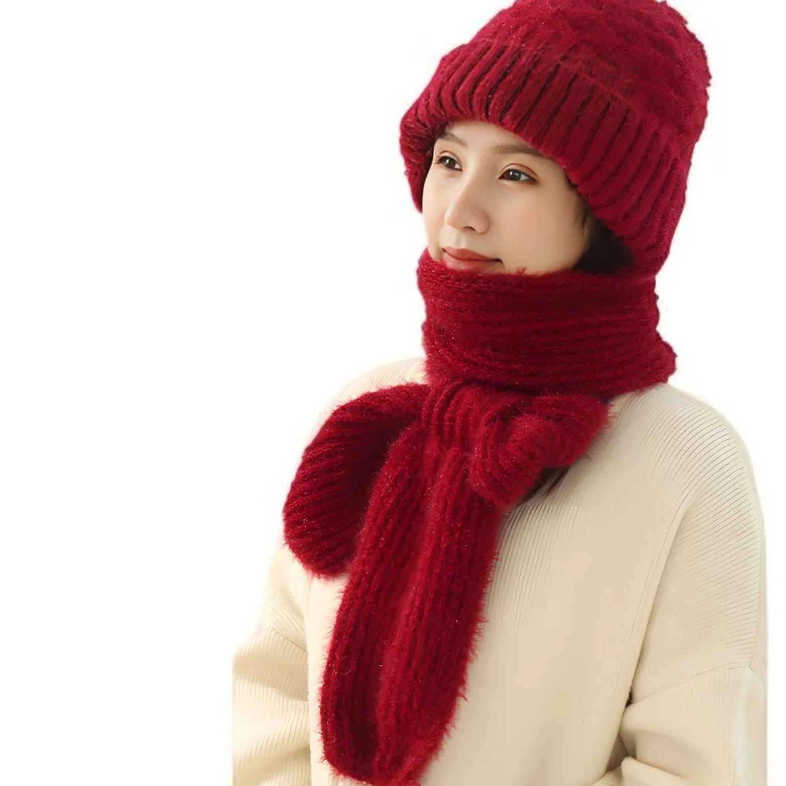 Bufanda de punto con protección integrada para los oídos, resistente al viento, para invierno