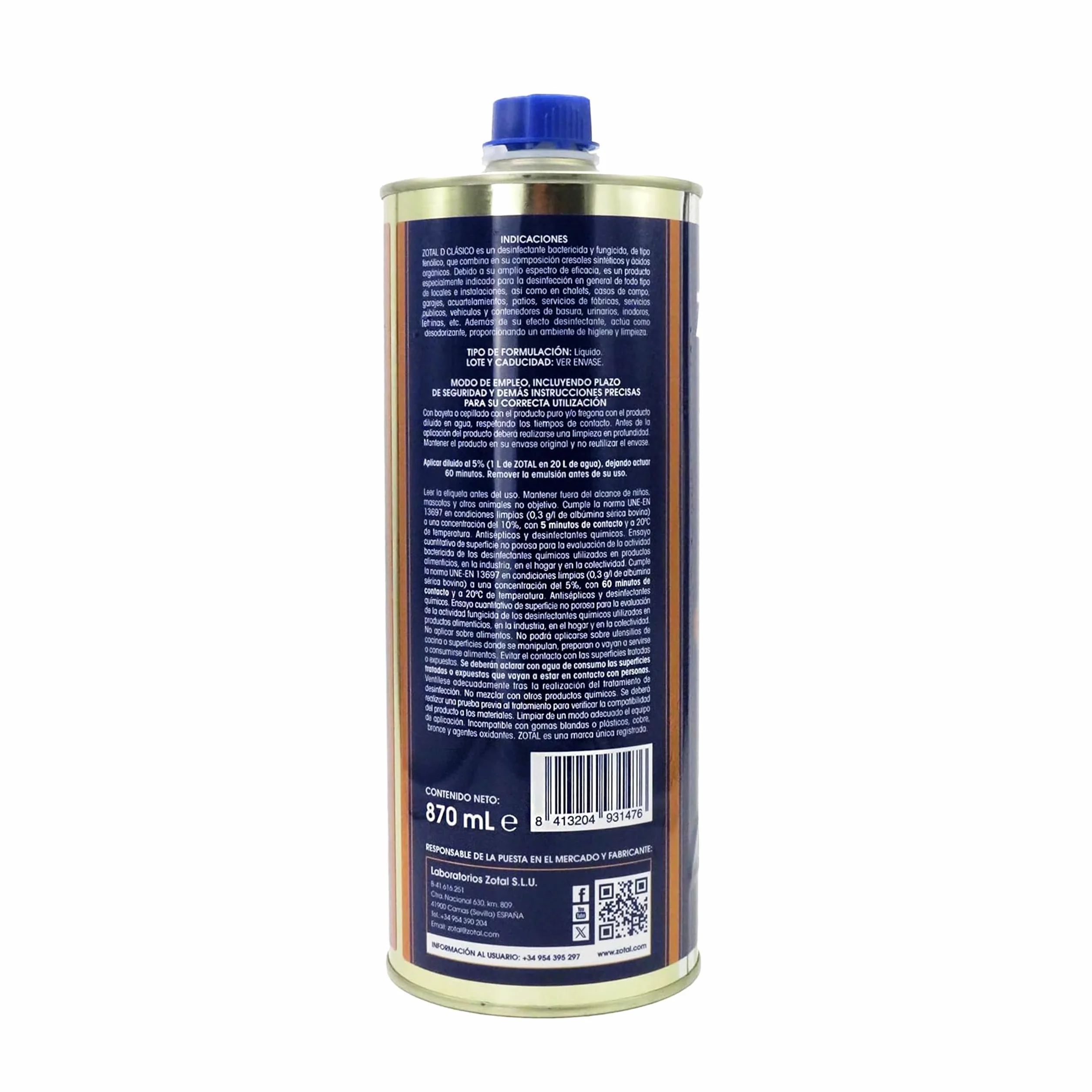 Zotal Desinfectante Microbicida Fungicida Desodorizante 870 ml