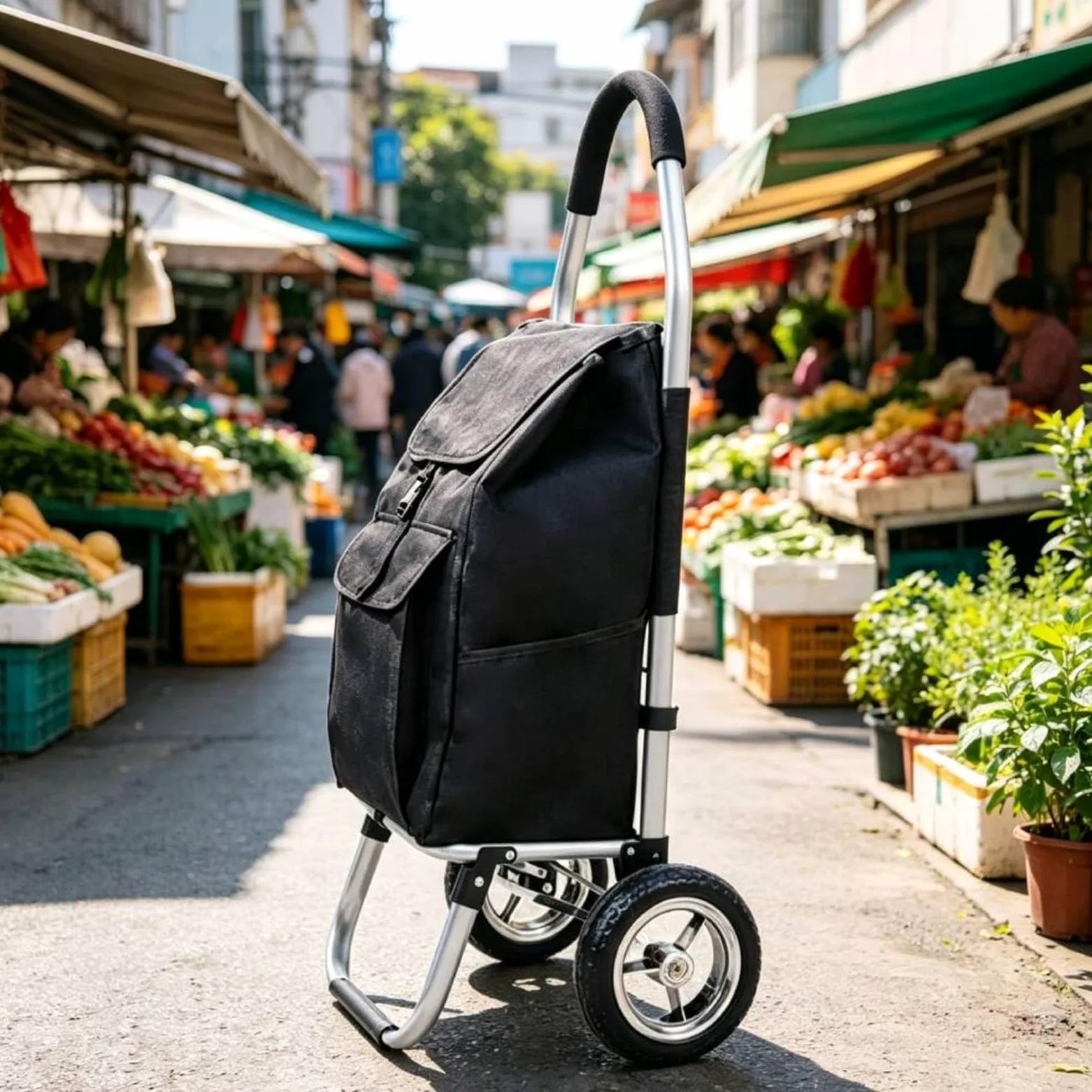 Gralara Carro Plegable Plegable de Aluminio Ligero Carro de la con Bolsa Gran Capacidad Transporte para Viaje