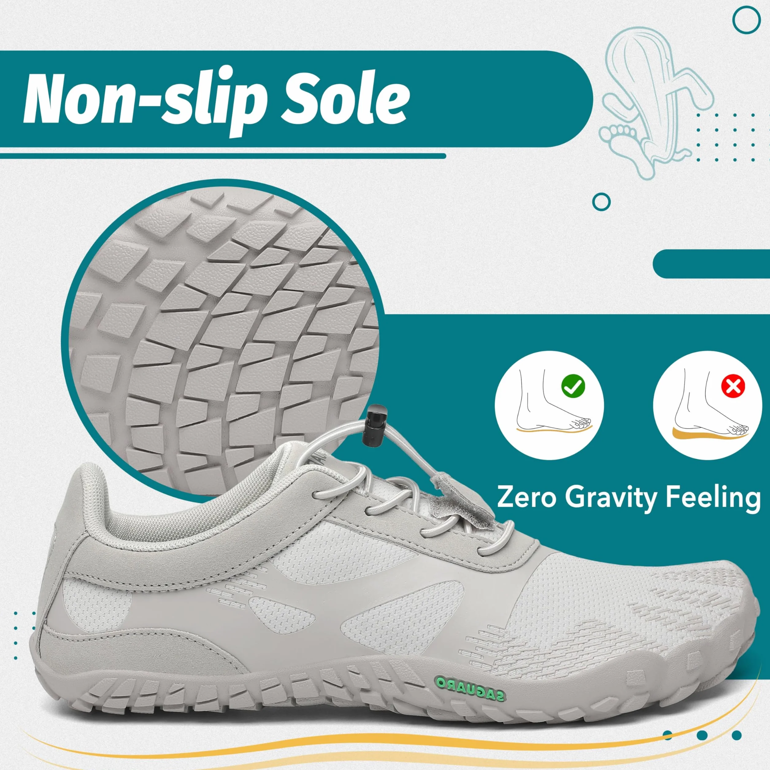 SAGUARO Barefoot Hombre Mujer Zapatillas de Trail Running Ligeras Cómodas Minimalistas Zapatos Descalzos GR.36-48