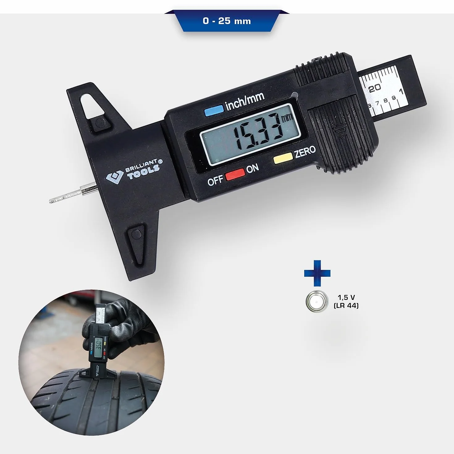 BRILLIANT TOOLS BT114903 Calibre de profundidad digital 0-25 mm
