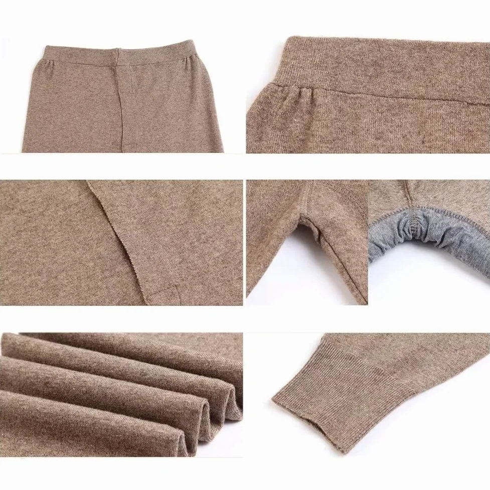 DongBao Pantalones de Ropa Interior térmica para Hombres 100% Cachemira Pantalones de Capa Base térmica